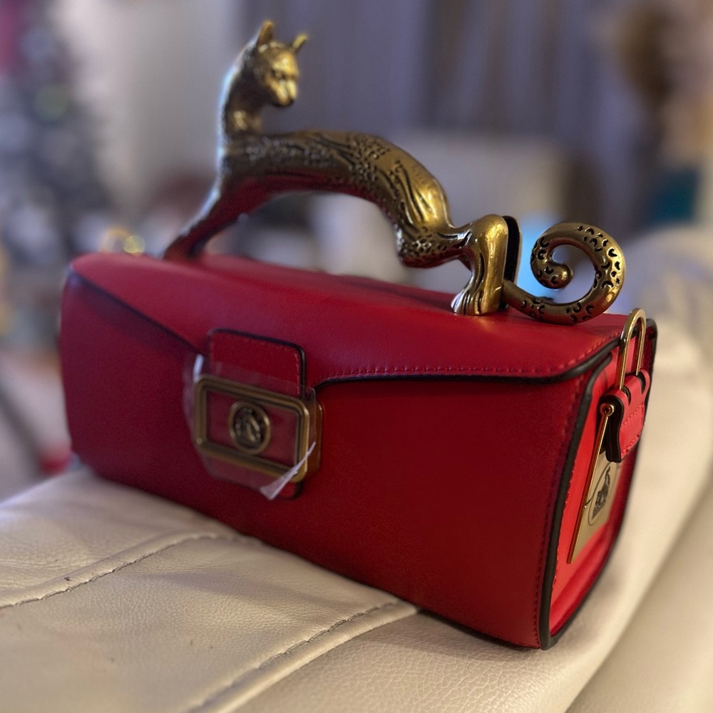 GENUINE LEATHER CAT HANDLE LUXURY CLUTCH BAG - Picture 9 of 15